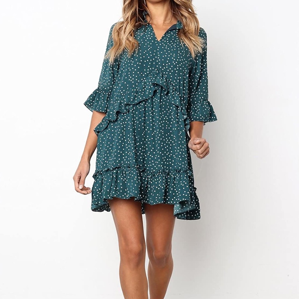 MITILLY Ruffle Polka Dot Swing Dress Size S